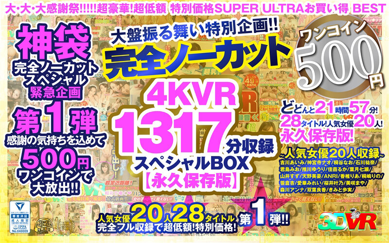 【VR】【500円ワンコイン】完全ノーカット大盤振る舞い特別企画！！4KVR1317分収録スペシャルBOX【永久保存版】 kolvrb00009